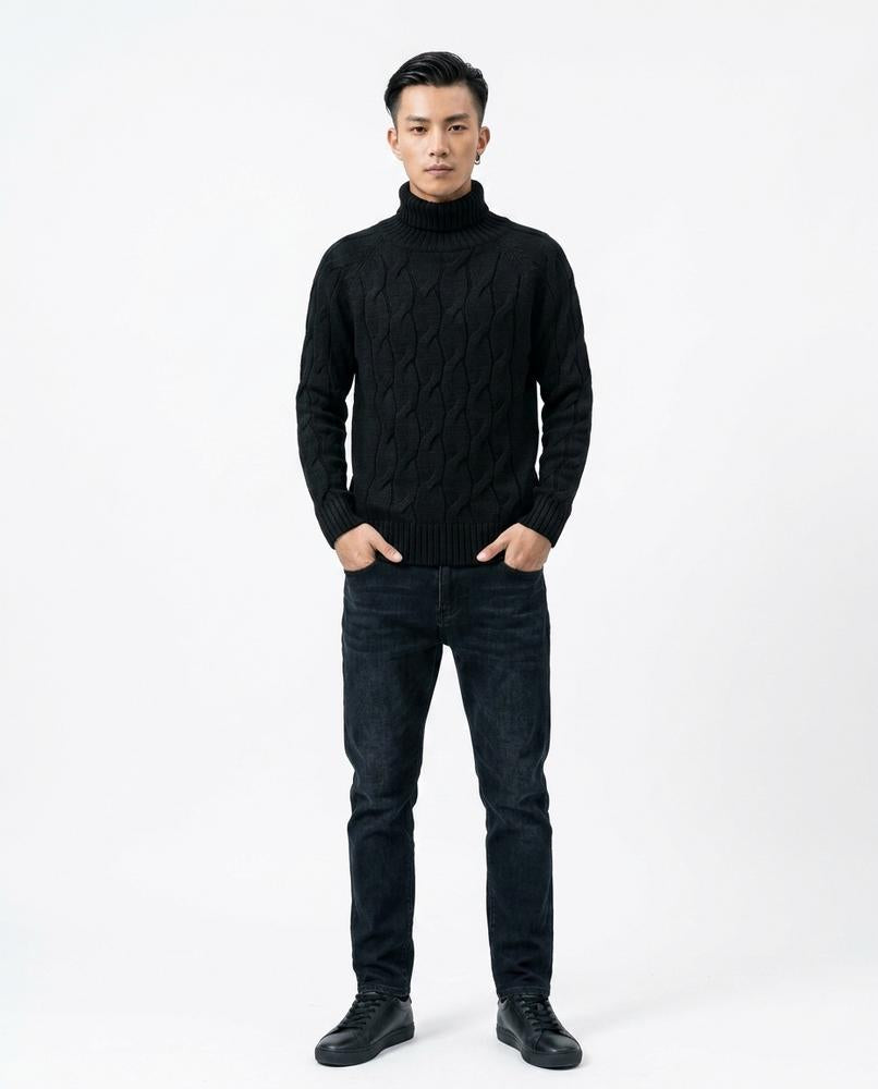 Theresa Mode - Mizan | Strukturiert Langärmlig Rollkragenpullover Herren