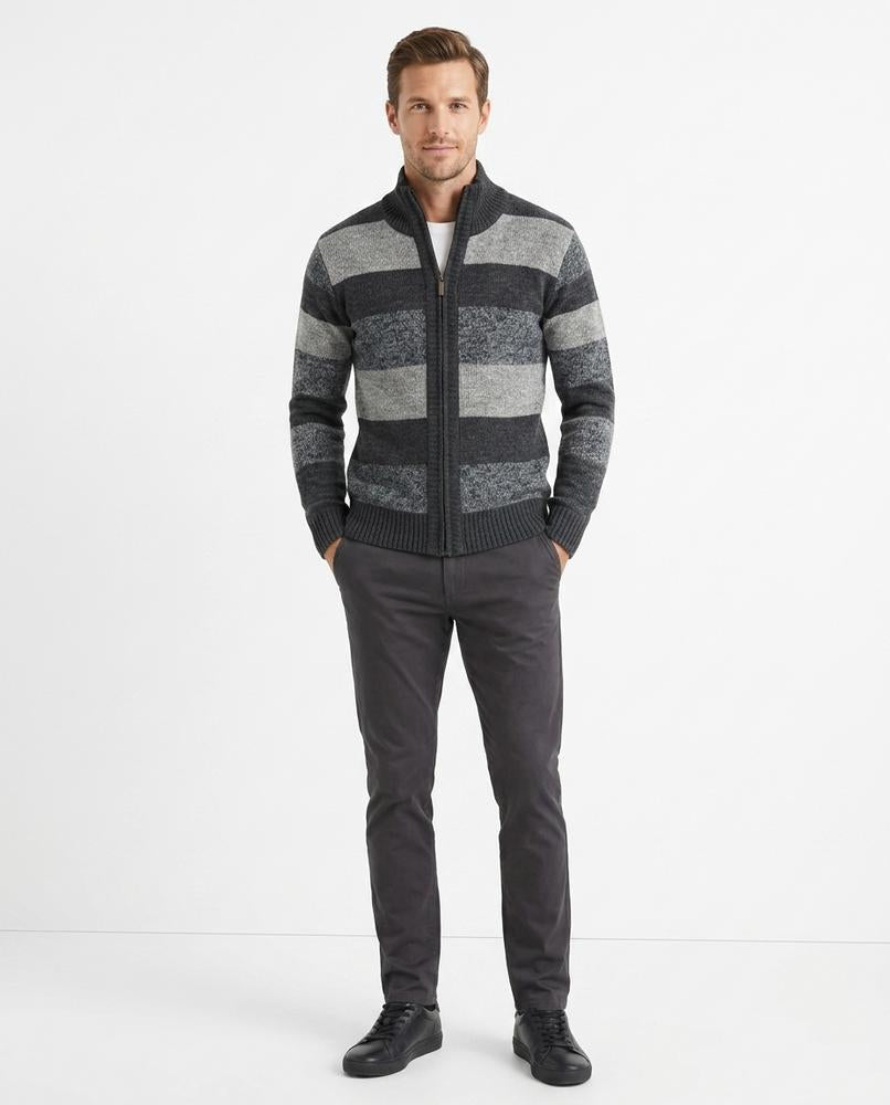 Theresa Mode - Raron | Gestreifter Strukturierter Cardigan Herren
