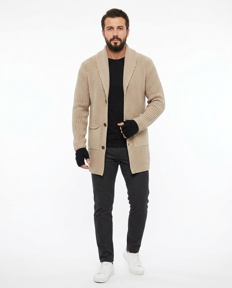 Theresa Mode - Tarev | Gerippt Langgeschnitten Cardigan Herren