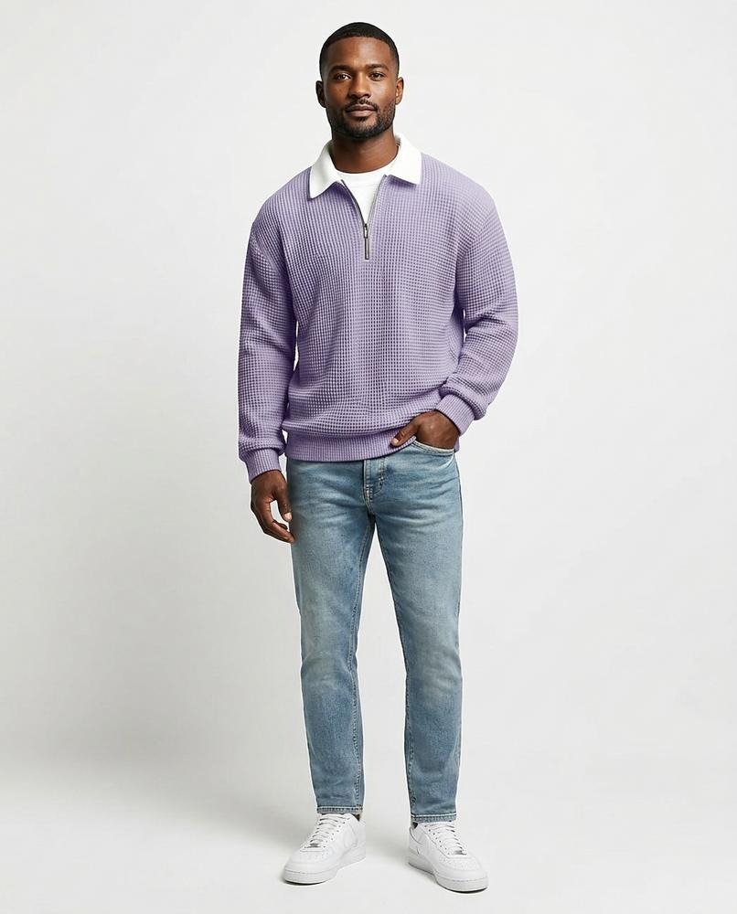 Theresa Mode - Dugem | Gewaffelt Langärmelig Pullover Herren