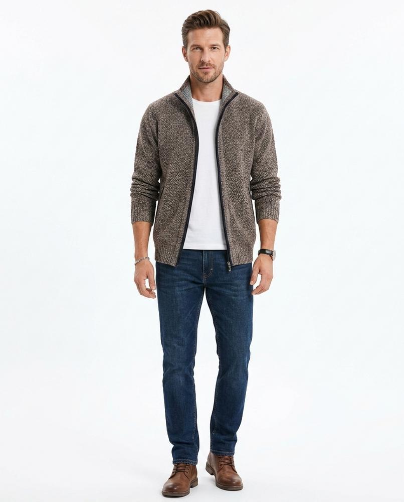 Theresa Mode - Zalor | Meliert Strukturiert Strickjacke Herren