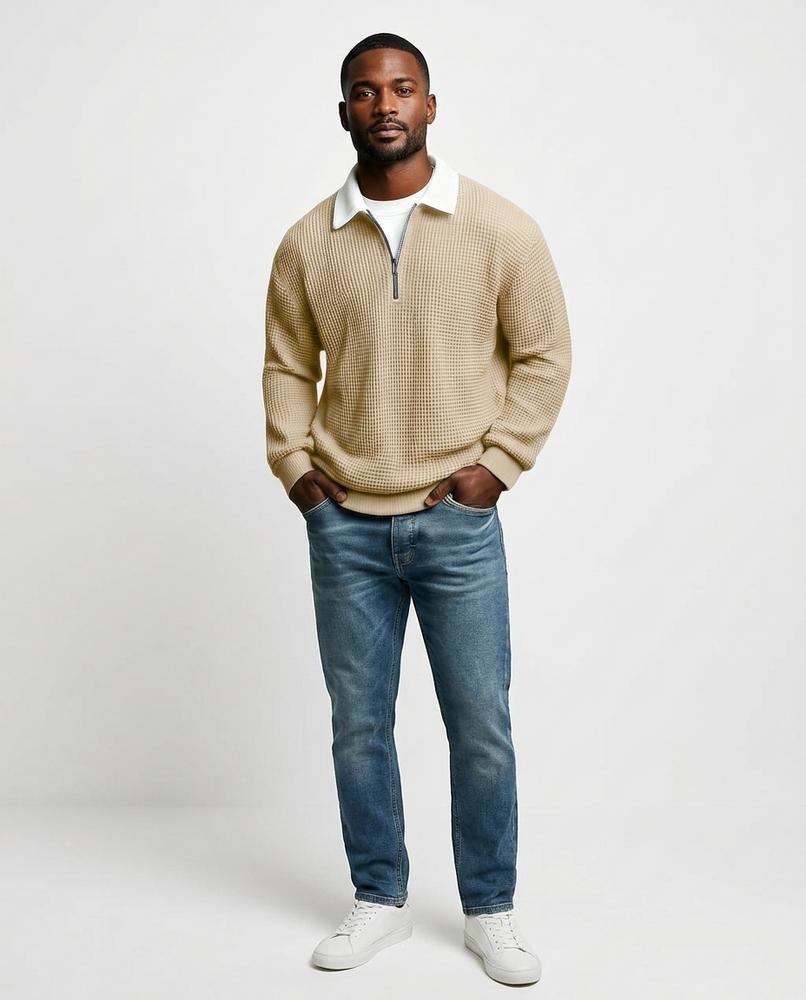 Theresa Mode - Dugem | Gewaffelt Langärmelig Pullover Herren