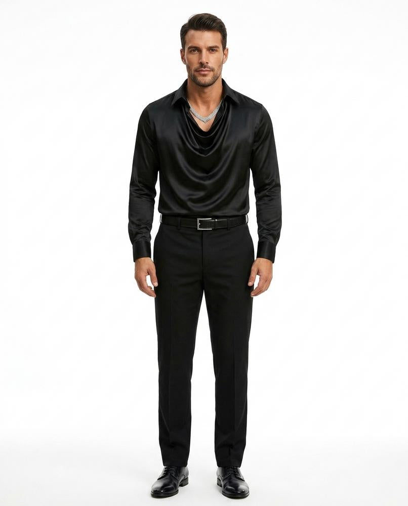 Theresa Mode - Lazot | Drapiertes Satin Hemd Herren