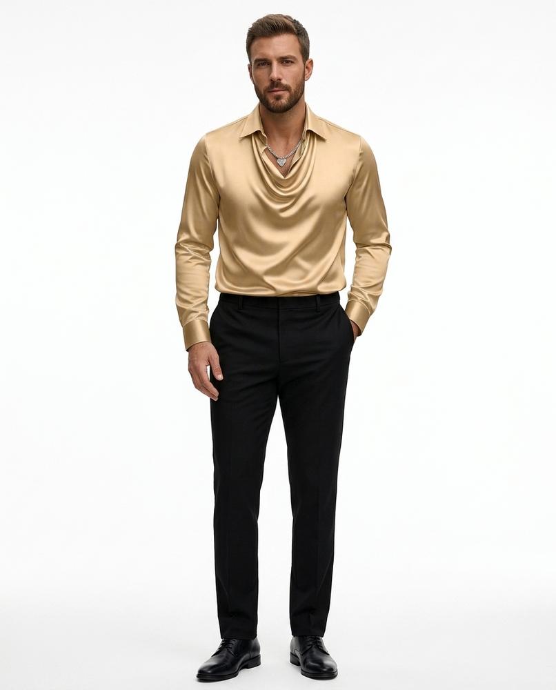 Theresa Mode - Lazot | Drapiertes Satin Hemd Herren