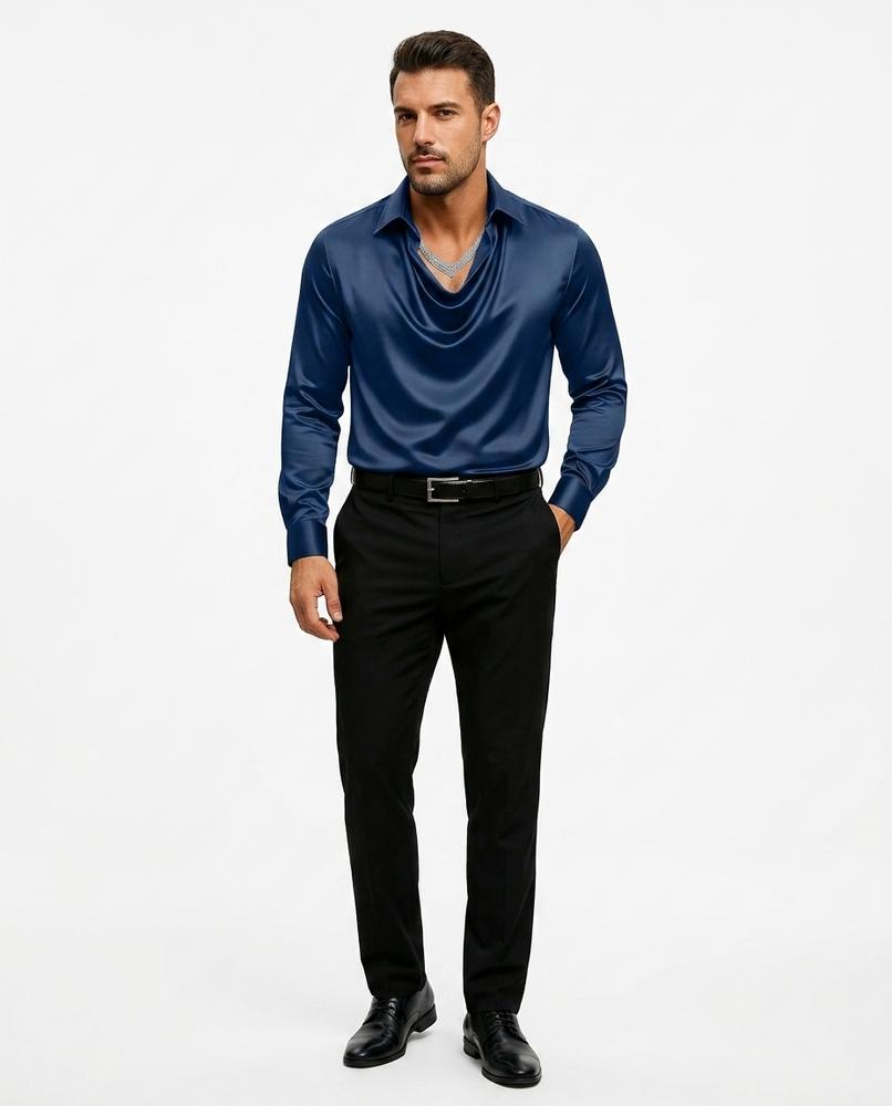 Theresa Mode - Lazot | Drapiertes Satin Hemd Herren